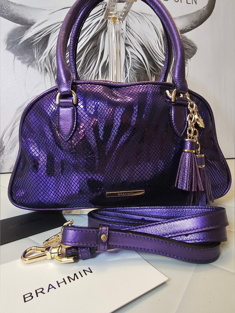 NWT Brahmin Angie Purple Curio Satchel Shoulder Bag LIMITED EDITION/HTF/SOLD OUT - Picture 3 of 13